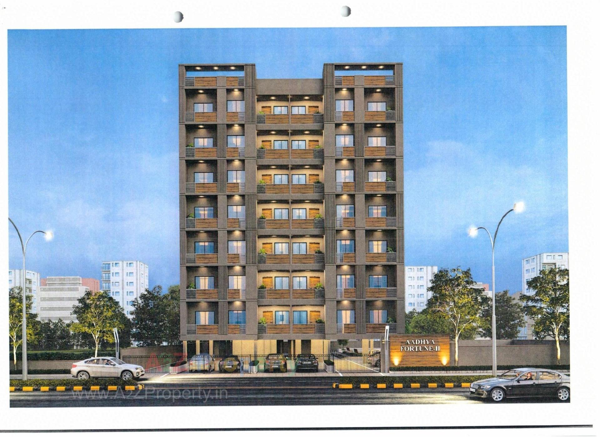 3D Elevation of real estate project Aadhya Fortune Ii located at Vasna-sayad, Vadodara, Gujarat
