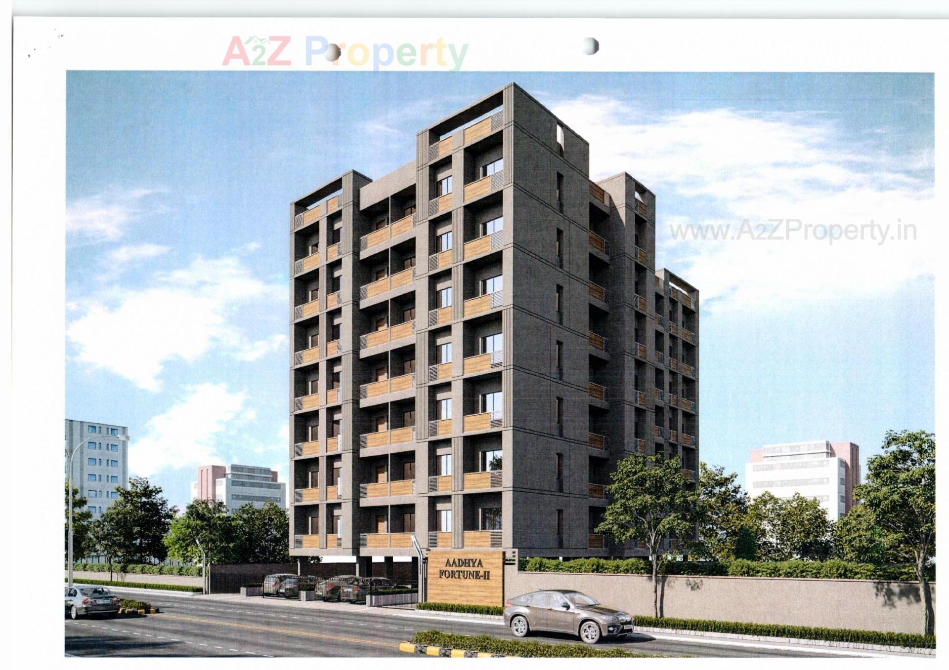 3D Elevation of real estate project Aadhya Fortune Ii located at Vasna-sayad, Vadodara, Gujarat