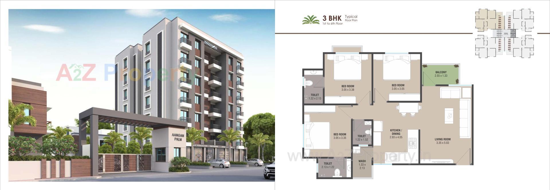 3D Elevation of real estate project Aangan Palm located at Ankhol, Vadodara, Gujarat