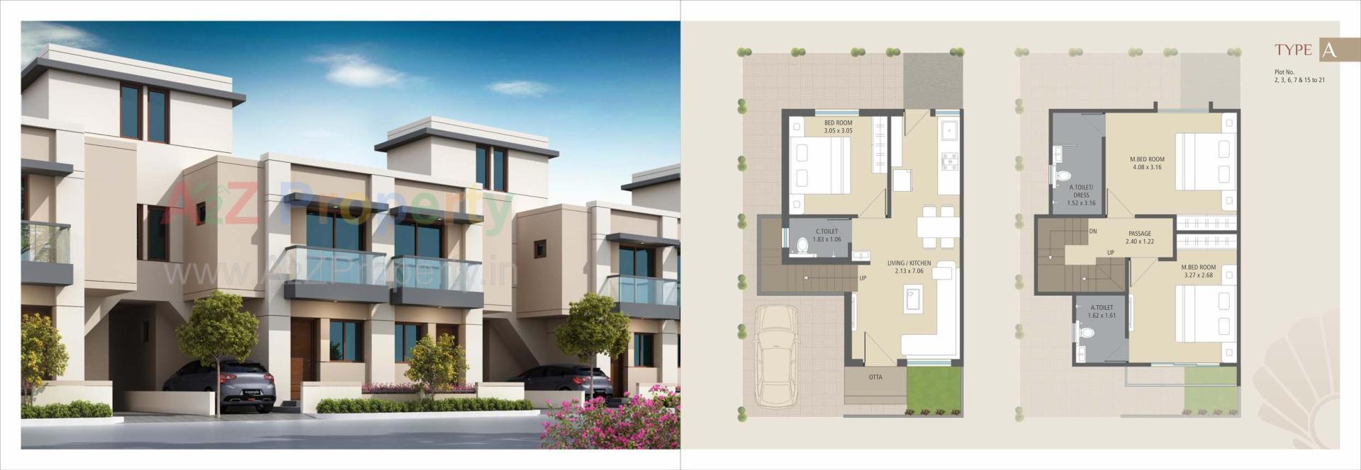 3D Elevation of real estate project Aangan Pearl located at Tarsali, Vadodara, Gujarat
