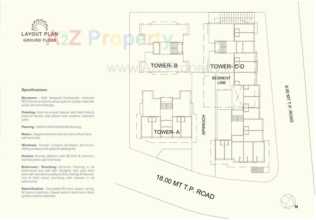 Layout of real estate project Aaradhya Sunshine located at Sama, Vadodara, Gujarat