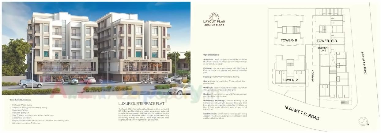 Layout of real estate project Aaradhya Sunshine located at Sama, Vadodara, Gujarat
