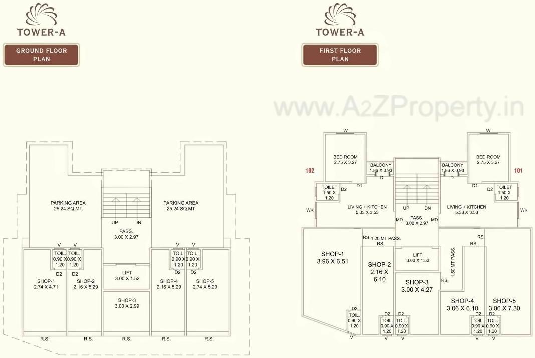 Layout of real estate project Aaradhya Sunshine located at Sama, Vadodara, Gujarat