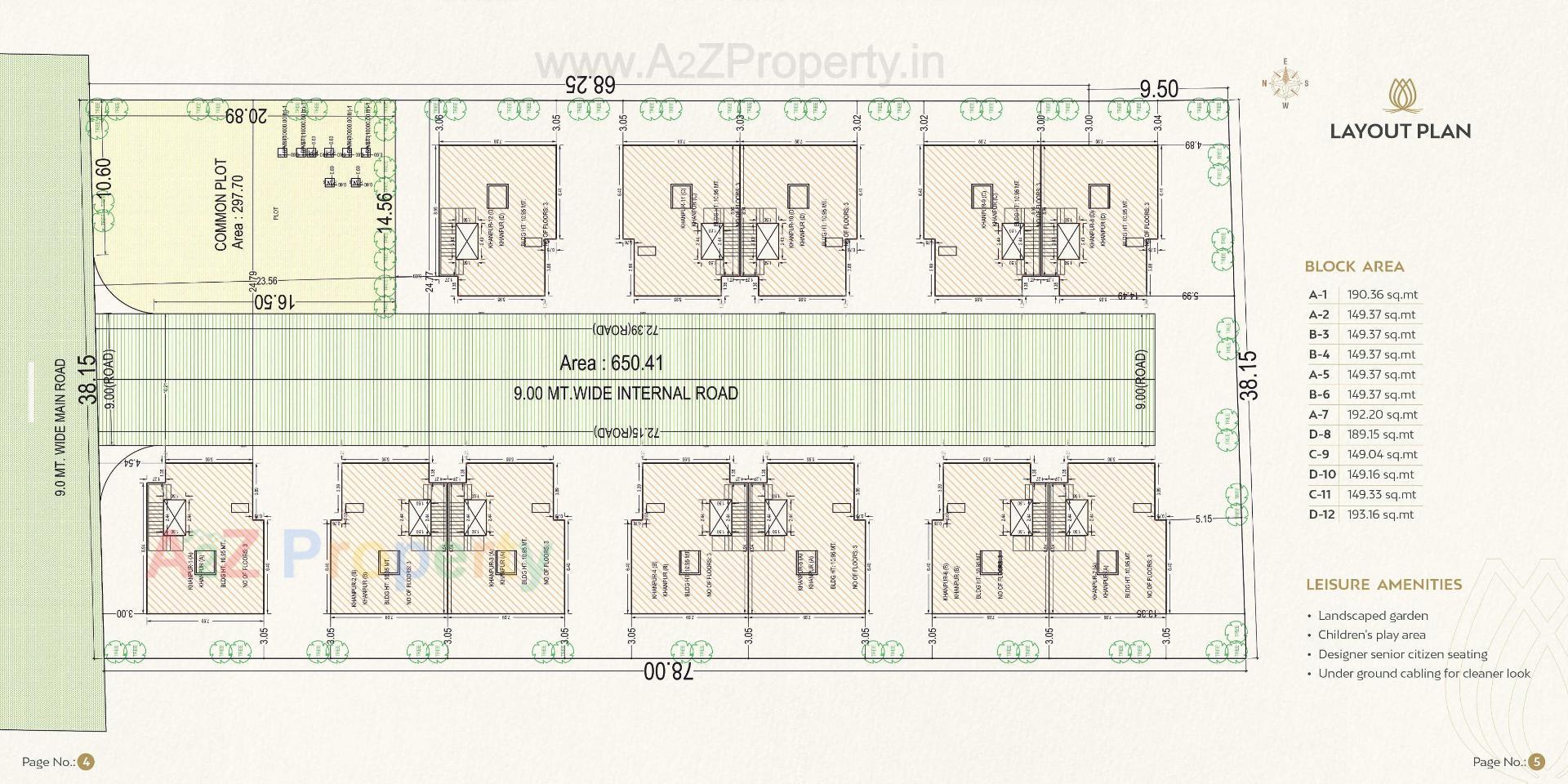 Layout of real estate project Aarana Villa located at Khanpur, Vadodara, Gujarat