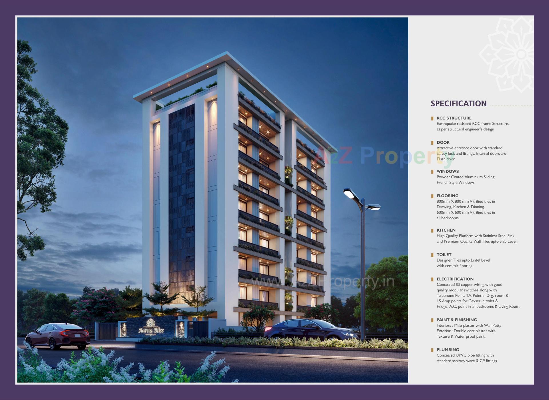 3D Elevation of real estate project Aarna Bliss located at Manjalpur, Vadodara, Gujarat