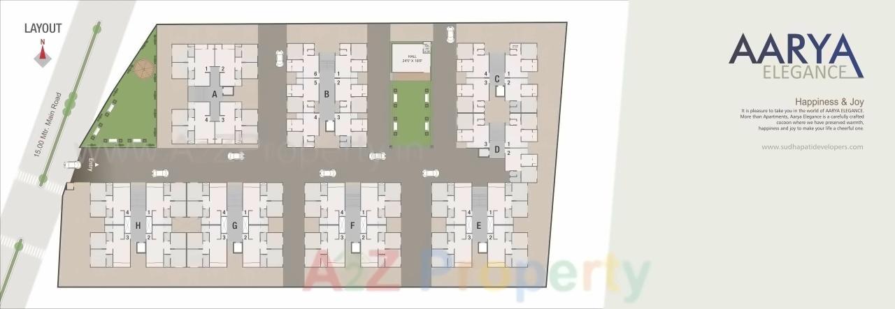 Layout of real estate project Aarya Elegance located at Bill, Vadodara, Gujarat
