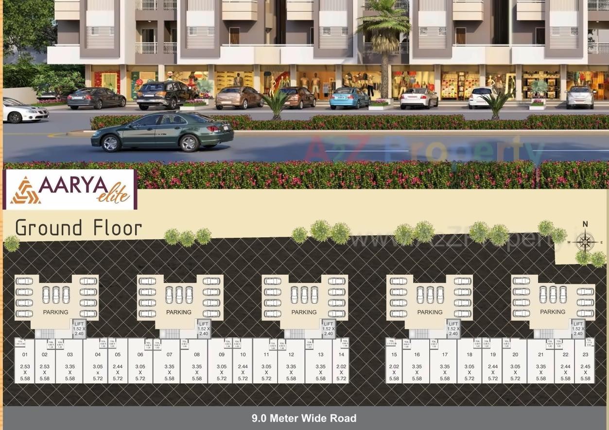 Layout of real estate project Aarya Elite located at Padra, Vadodara, Gujarat