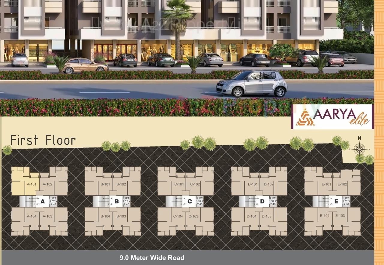 Layout of real estate project Aarya Elite located at Padra, Vadodara, Gujarat
