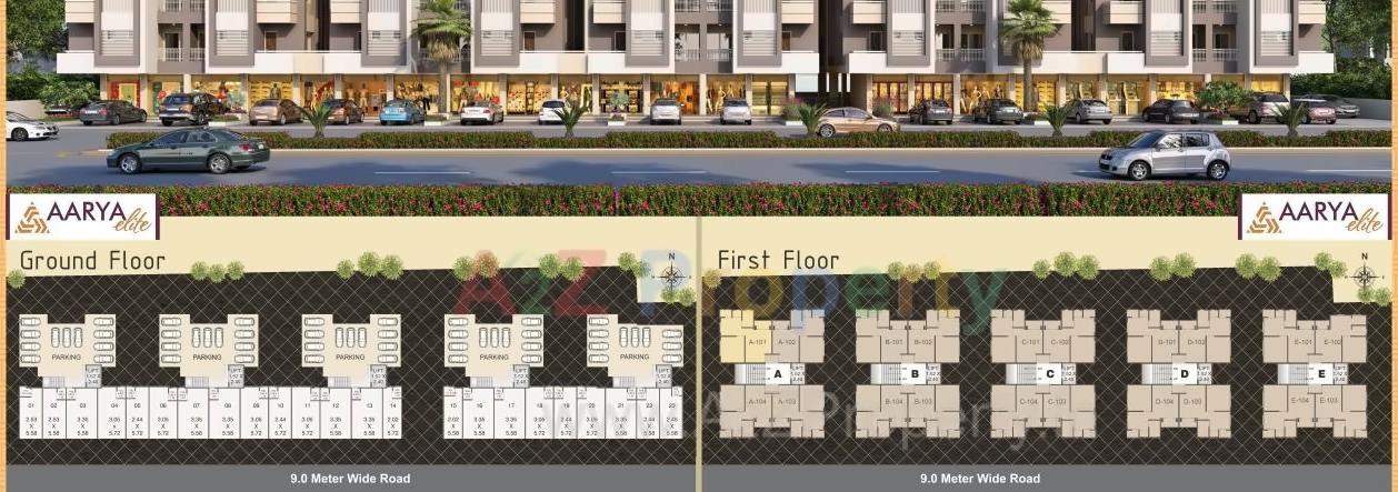 Layout of real estate project Aarya Elite located at Padra, Vadodara, Gujarat