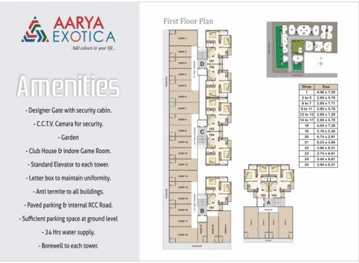 Layout of real estate project Aarya Exotica located at Bill, Vadodara, Gujarat