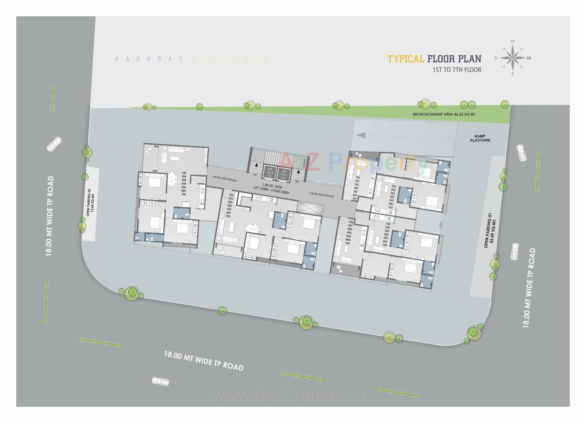 Layout of real estate project Aashray Elegance located at Sevasi, Vadodara, Gujarat