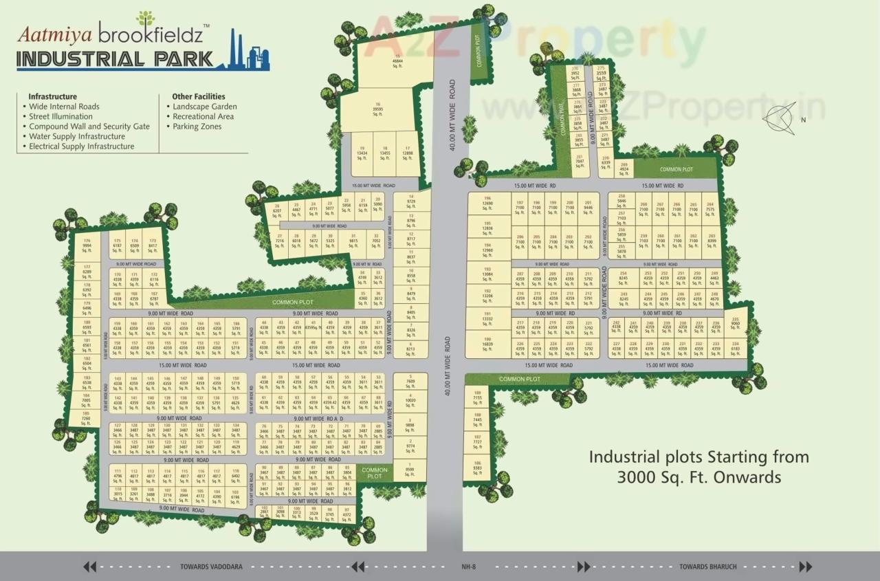 Layout of real estate project Aatmiya Brookfieldz Industrial Park located at Utiya, Vadodara, Gujarat