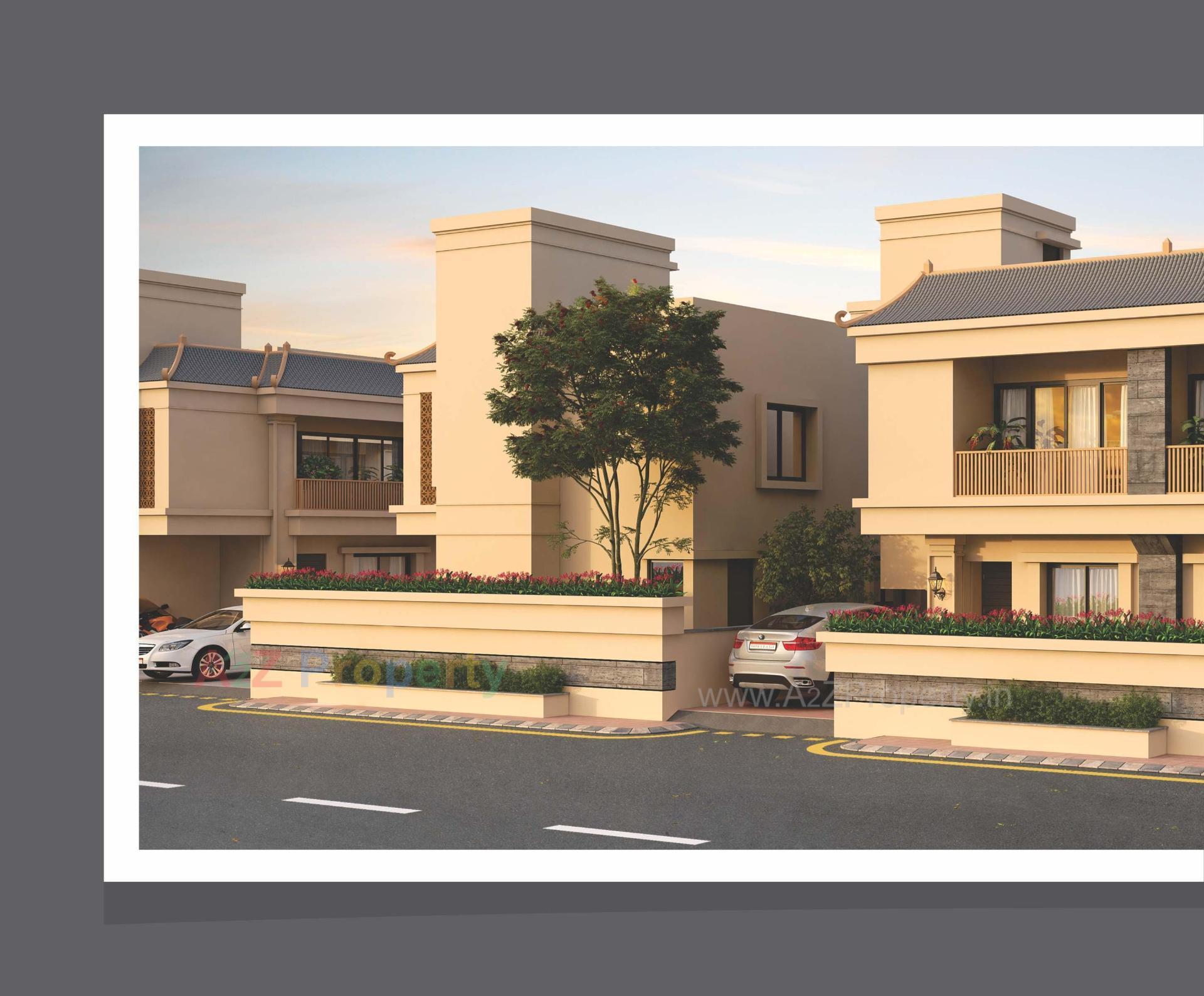 3D Elevation of real estate project Aatmiya New County Duplex located at Makarpura, Vadodara, Gujarat
