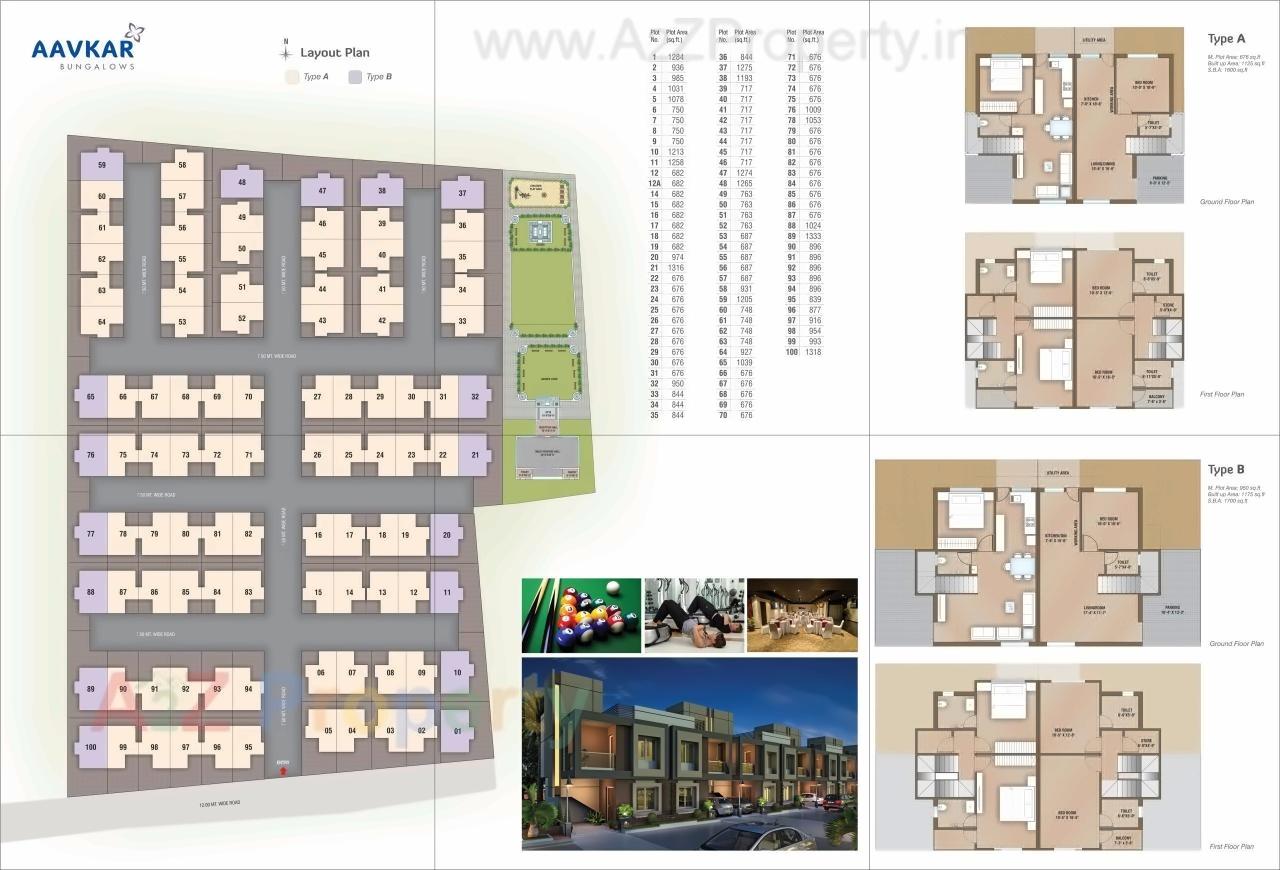 Layout of real estate project Aavkar Bunglows located at Kalali, Vadodara, Gujarat