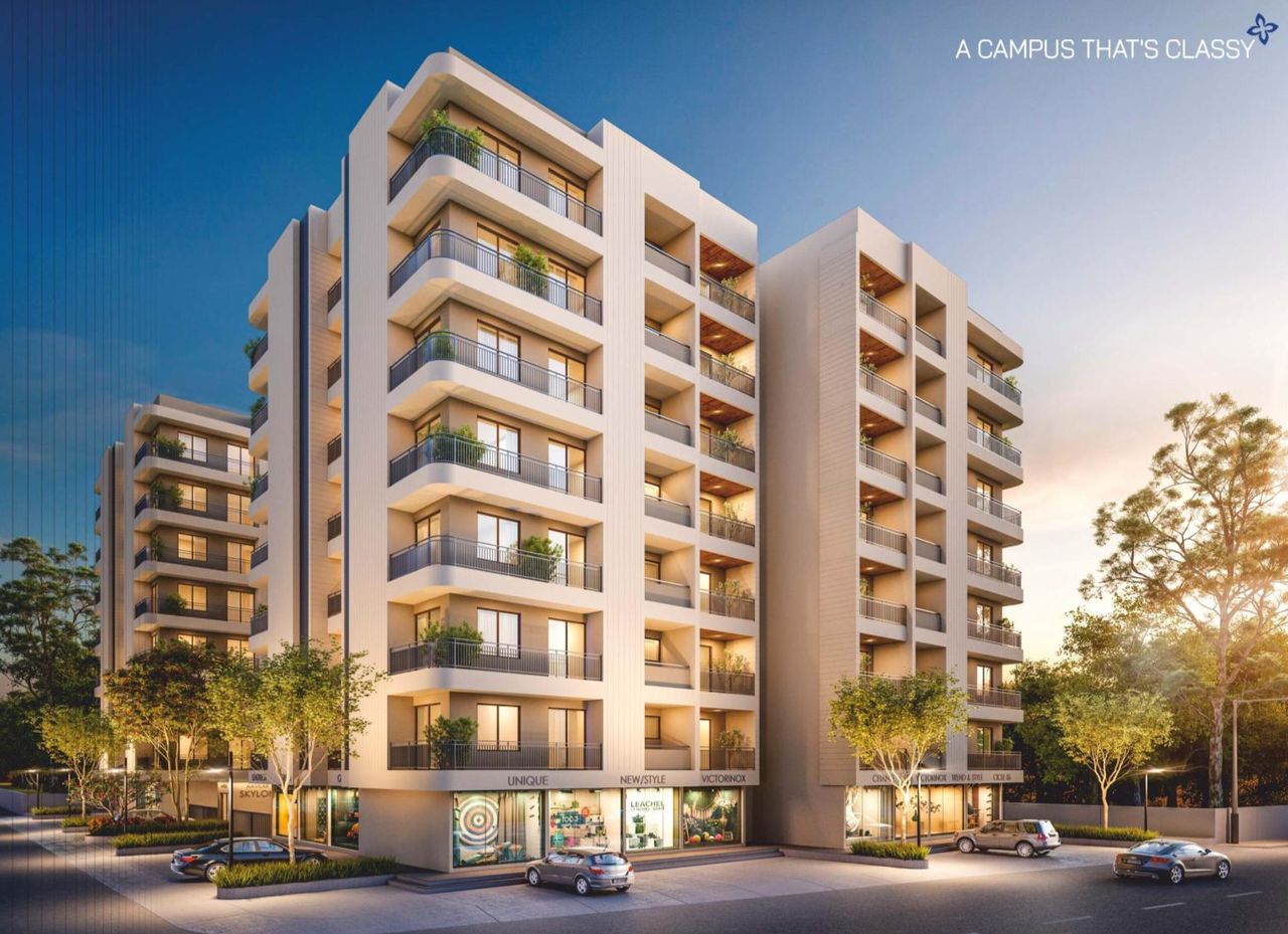 3D Elevation of real estate project Aavkar Skylon located at Vasna, Vadodara, Gujarat