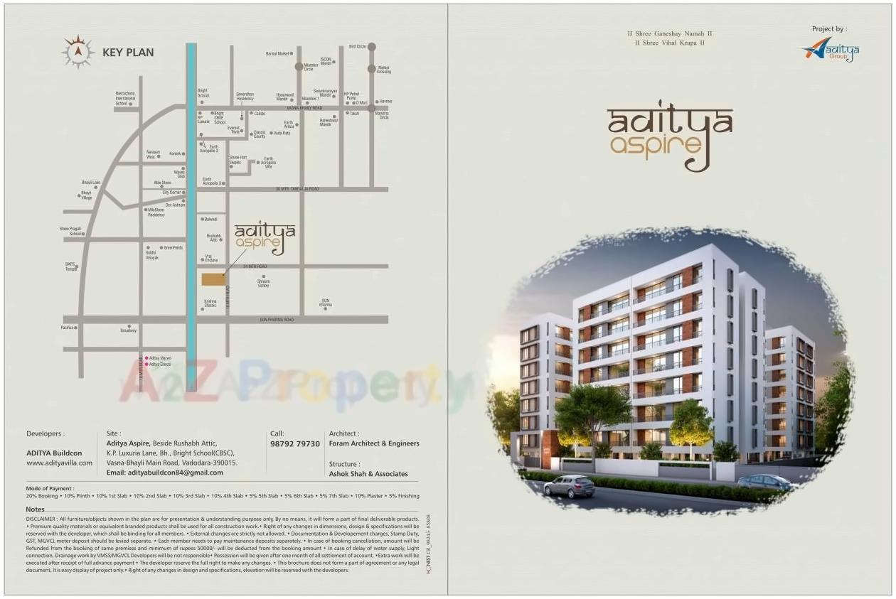 Layout of real estate project Aditya Aspire located at Tandalja, Vadodara, Gujarat
