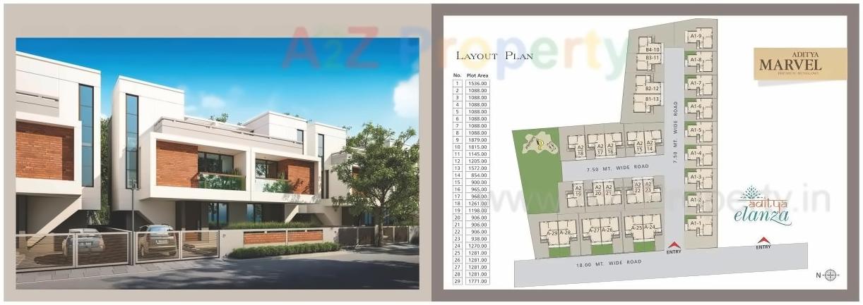 Layout of real estate project Aditya Marvel located at Bhayli, Vadodara, Gujarat