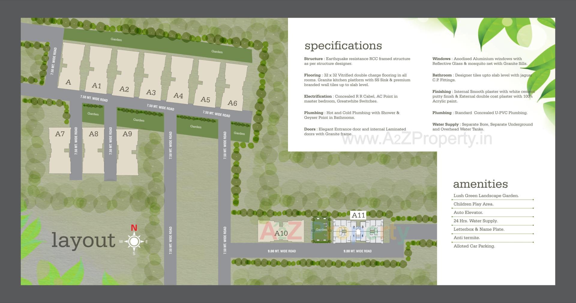 Layout of real estate project Akshar Green located at Atladra, Vadodara, Gujarat