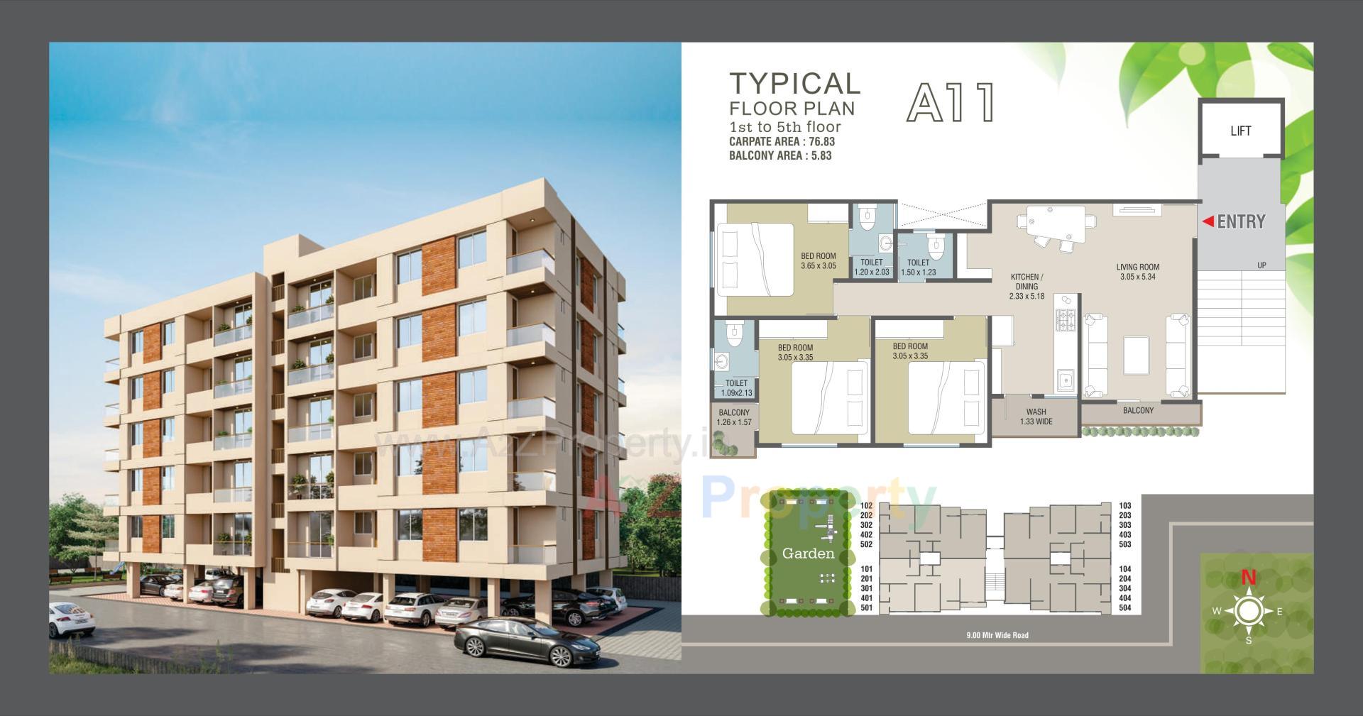 Layout of real estate project Akshar Green located at Atladra, Vadodara, Gujarat