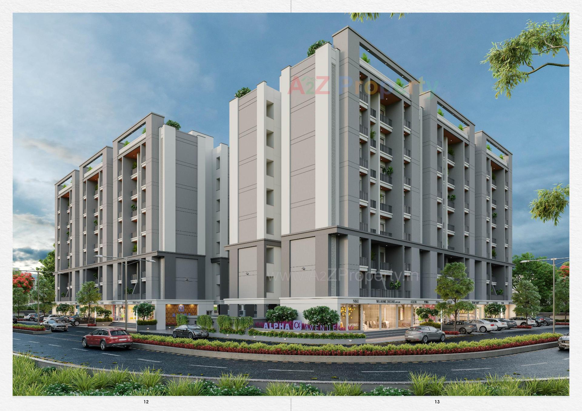 3D Elevation of real estate project Alpha Avenue located at Tandalja, Vadodara, Gujarat