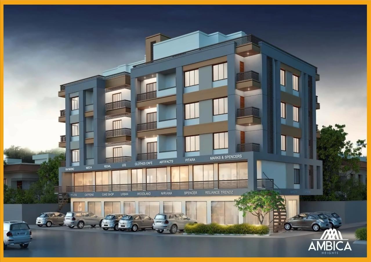 3D Elevation of real estate project Ambica Heights located at Vemali, Vadodara, Gujarat