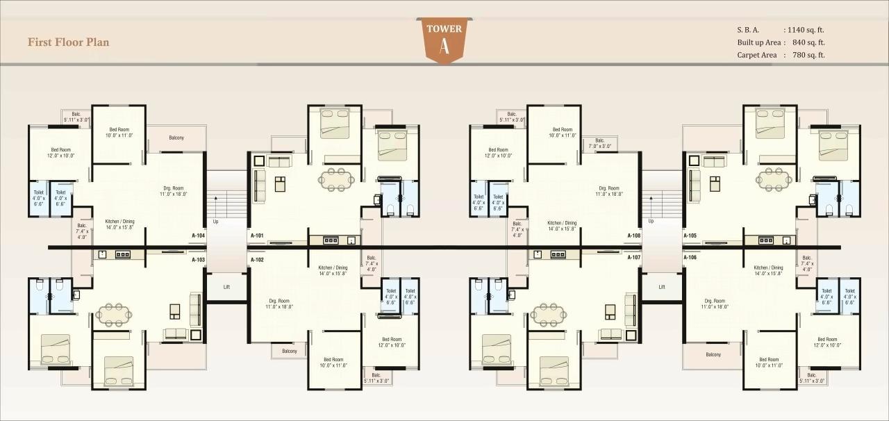 Layout of real estate project Ananya Heights located at Sayajipura, Vadodara, Gujarat