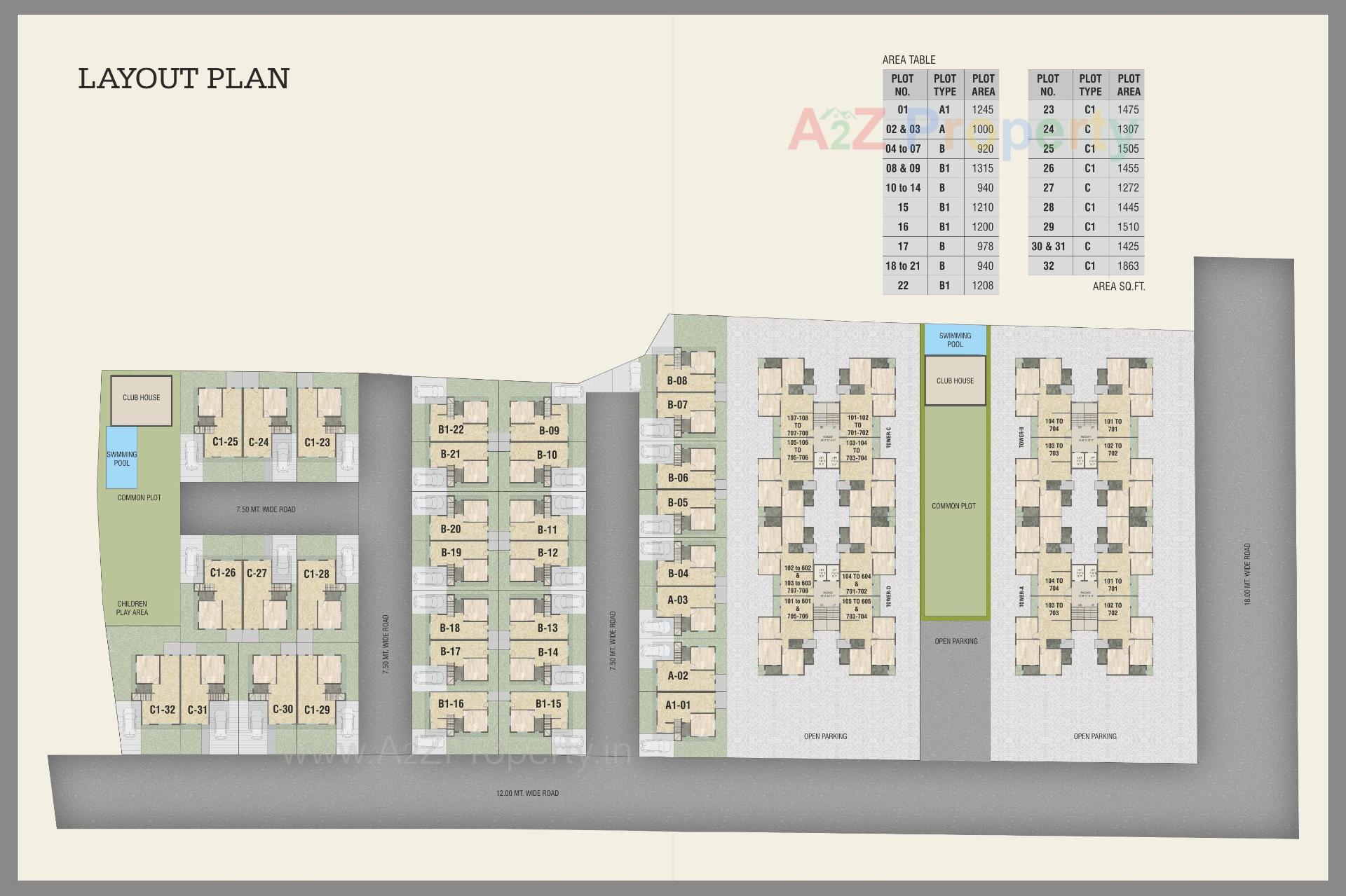 Layout of real estate project Aranya One located at Bhayli, Vadodara, Gujarat