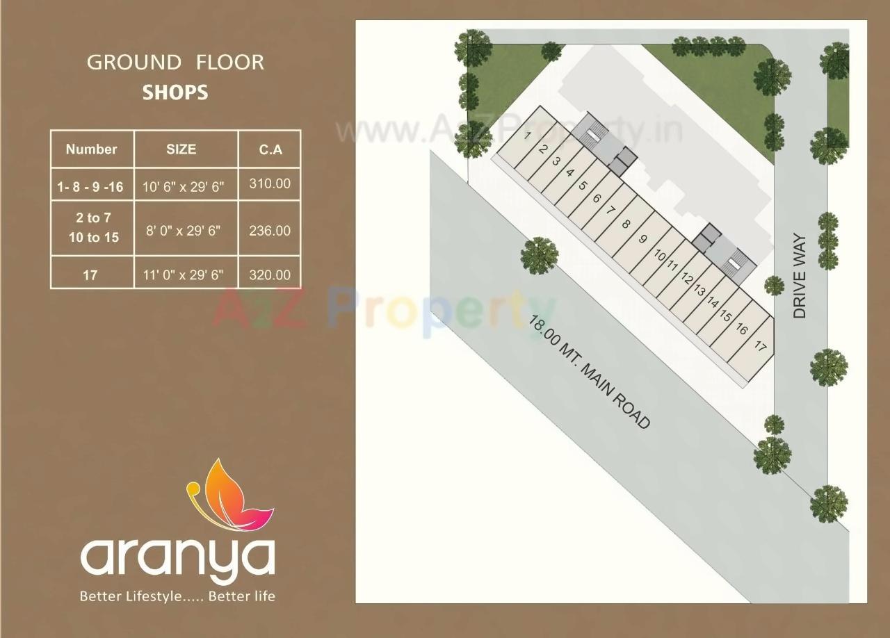 Layout of real estate project Aranya located at Harni, Vadodara, Gujarat