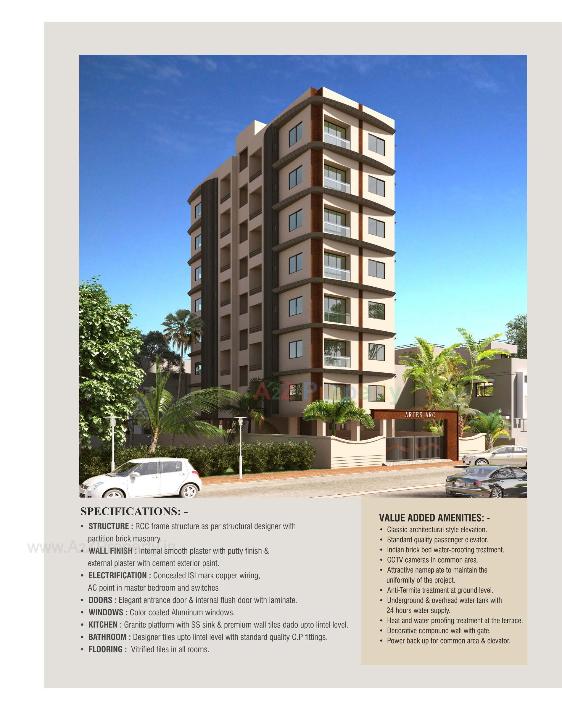 3D Elevation of real estate project Aries Arc located at Bapod, Vadodara, Gujarat