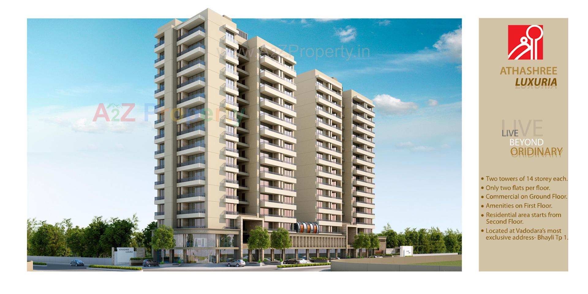 3D Elevation of real estate project Athashree Luxuria located at Bhayali, Vadodara, Gujarat