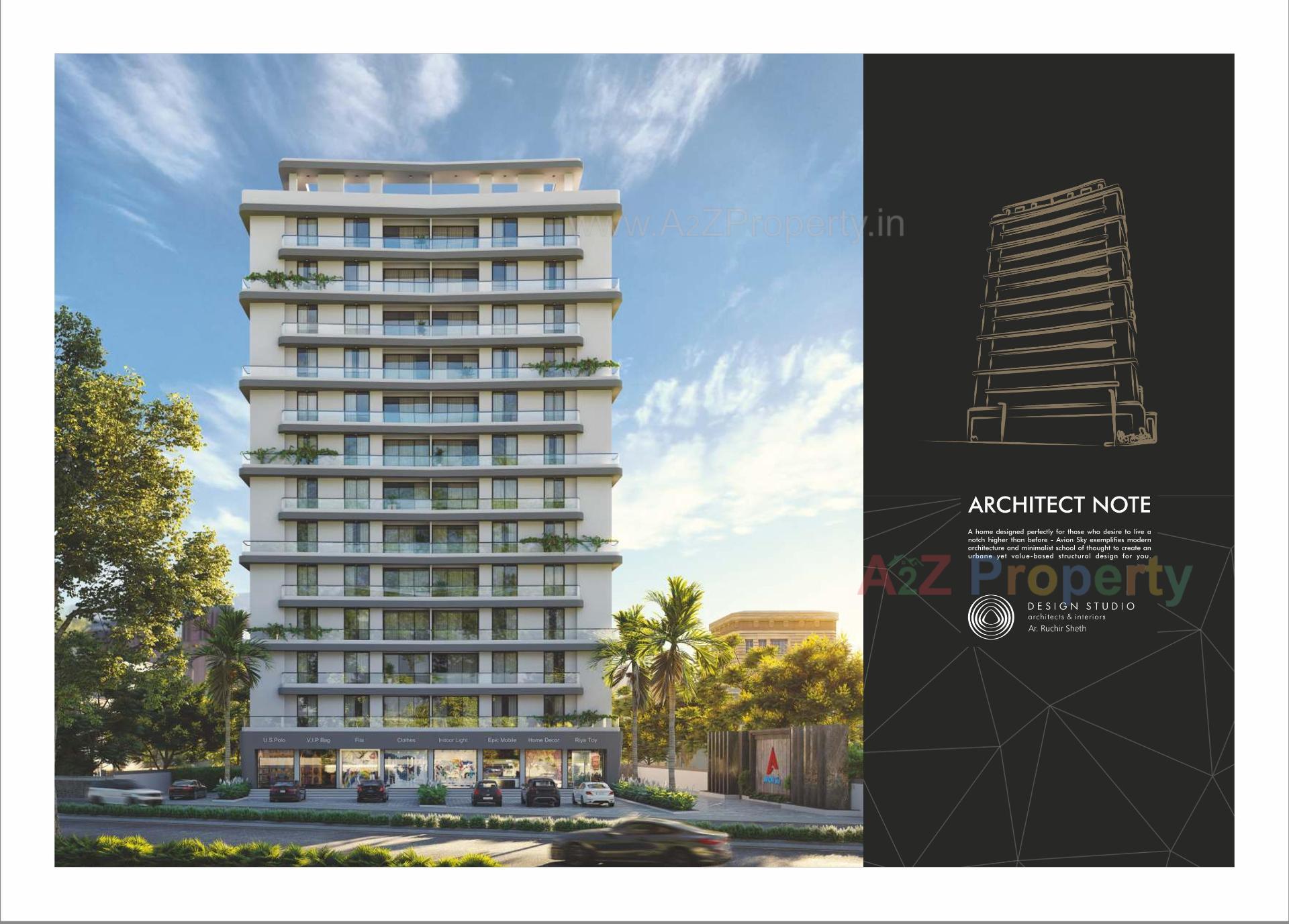 3D Elevation of real estate project Avion Sky located at Gorwa, Vadodara, Gujarat