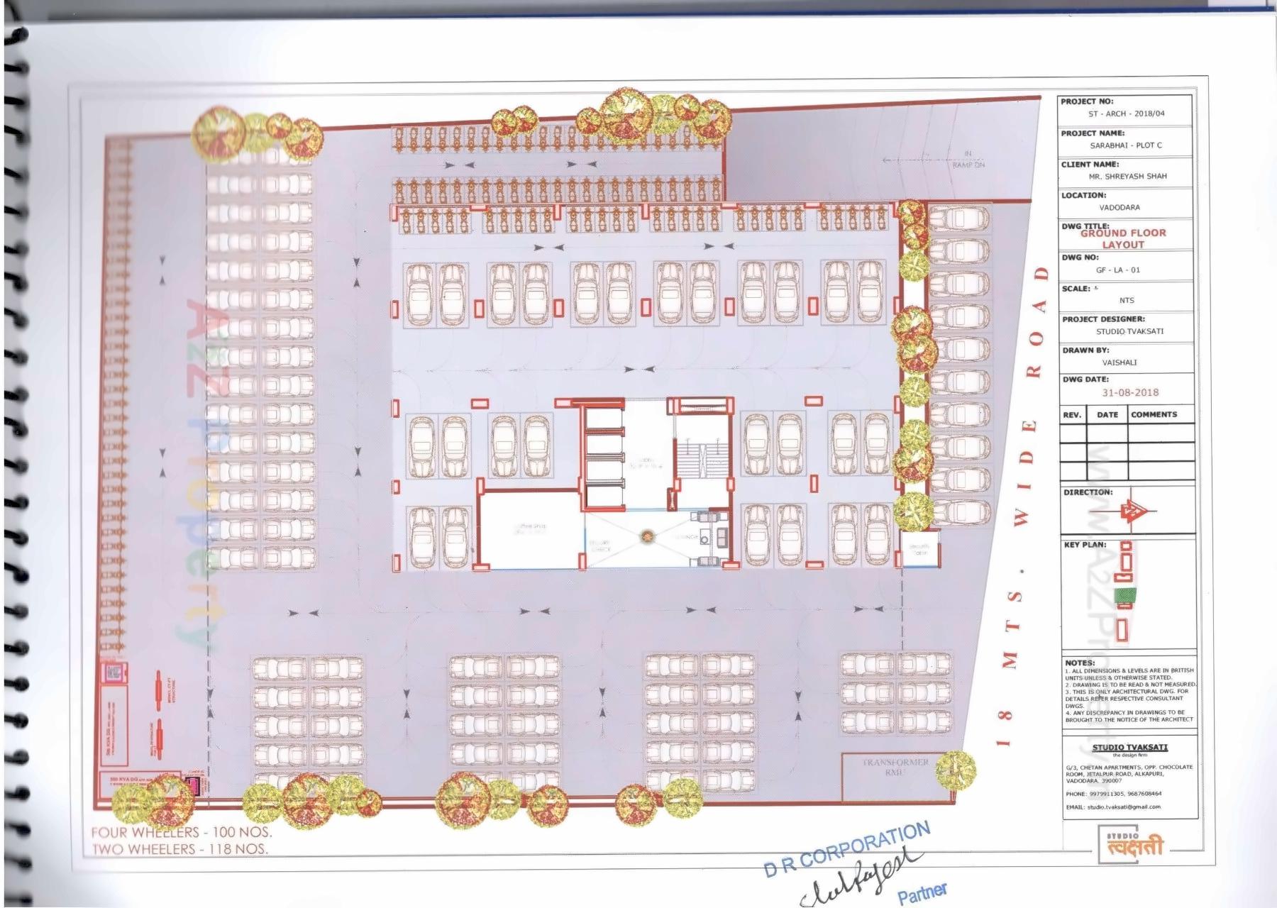 Layout of real estate project Block C Square located at Subhanpura, Vadodara, Gujarat