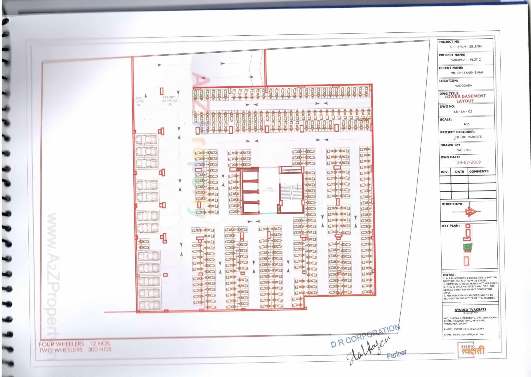 Layout of real estate project Block C Square located at Subhanpura, Vadodara, Gujarat