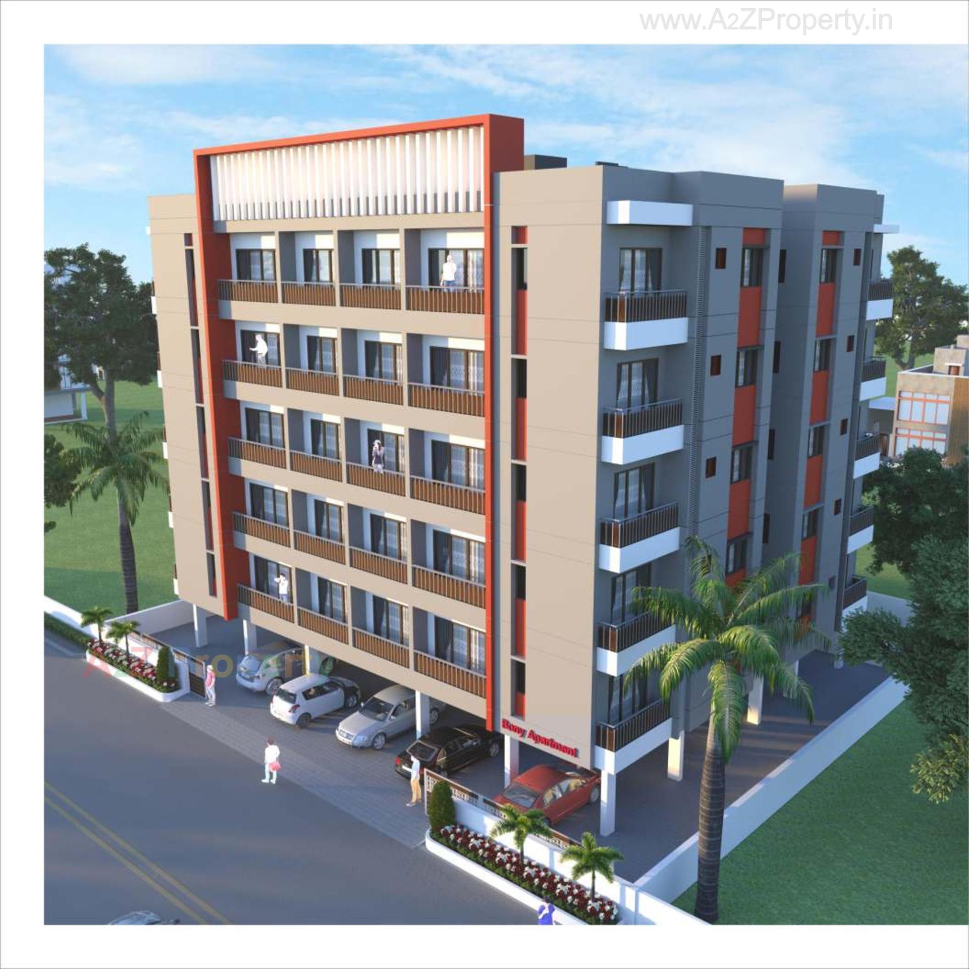 3D Elevation of real estate project Bony Apartment located at Kasba, Vadodara, Gujarat