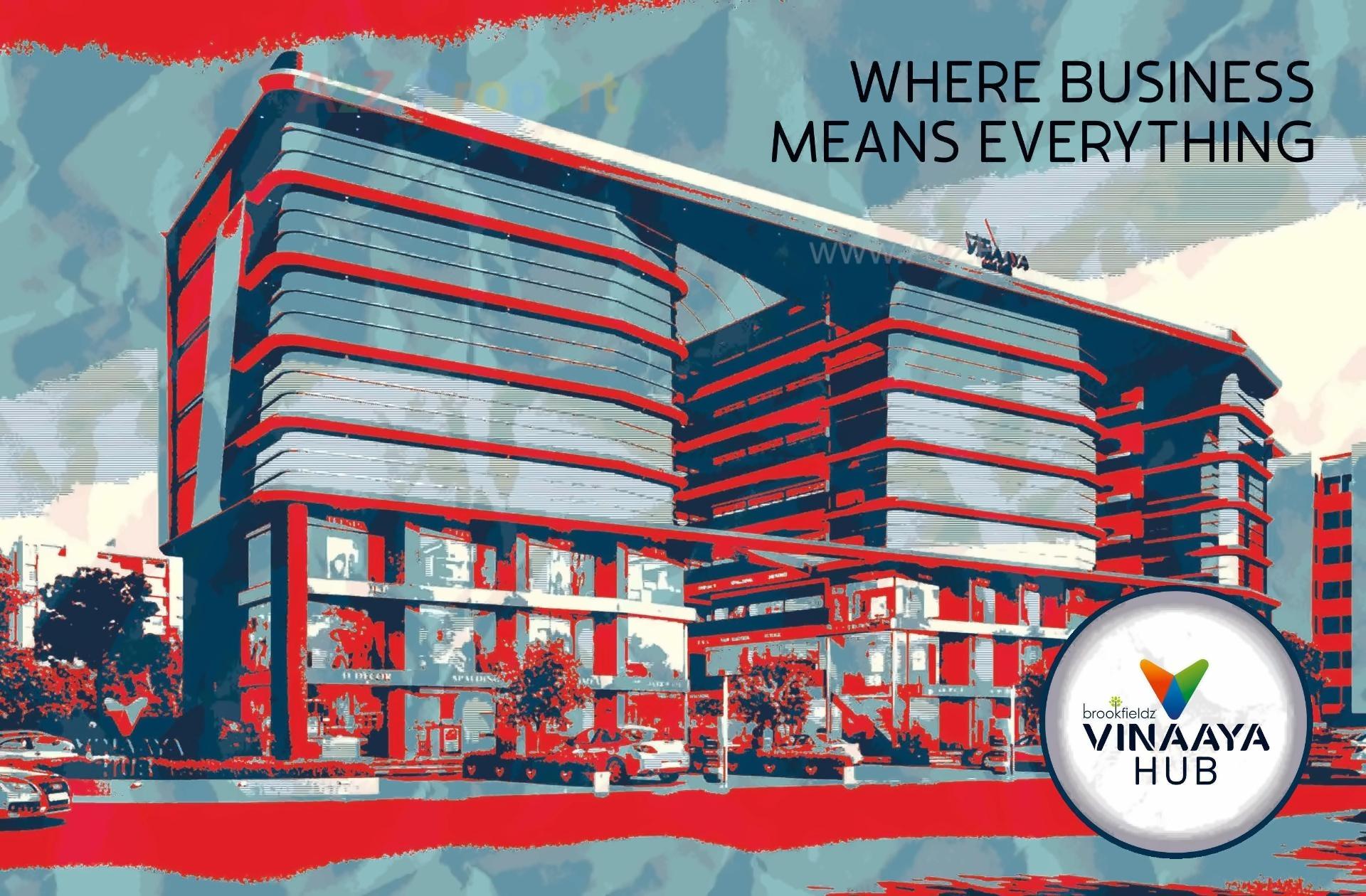 3D Elevation of real estate project Brookfieldz Vinaaya Hub located at Manjalpur, Vadodara, Gujarat