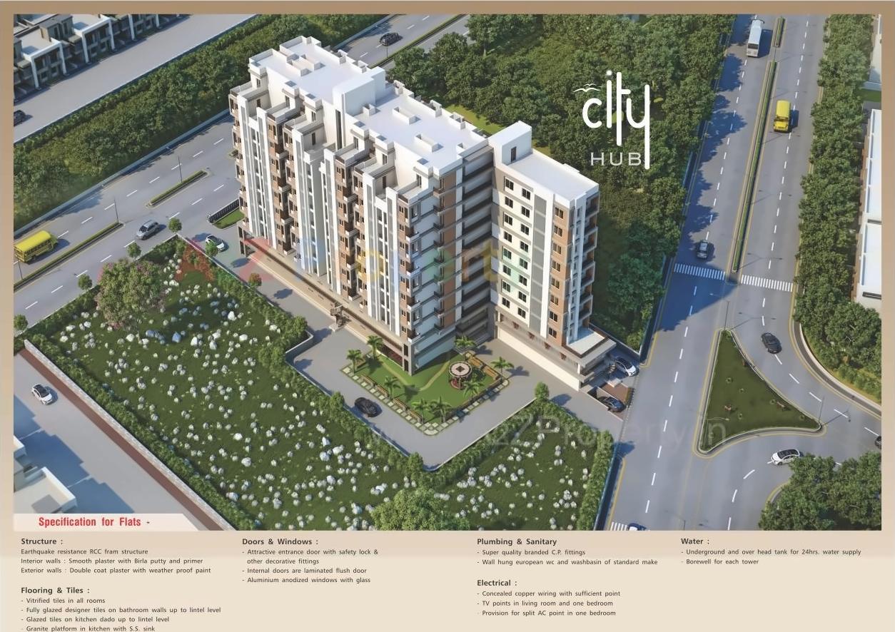 3D Elevation of real estate project City Hub located at Babajipura, Vadodara, Gujarat