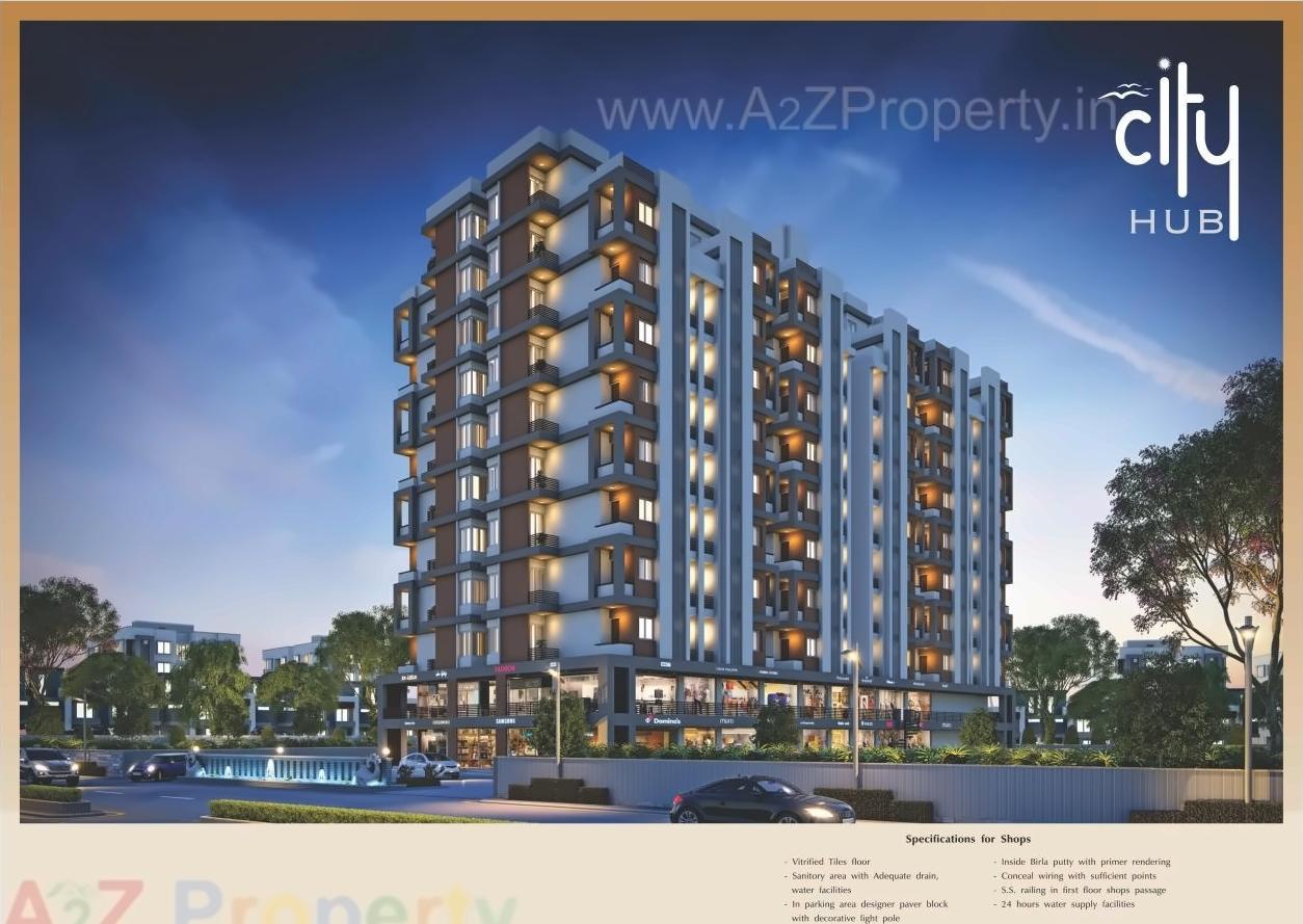 3D Elevation of real estate project City Hub located at Babajipura, Vadodara, Gujarat