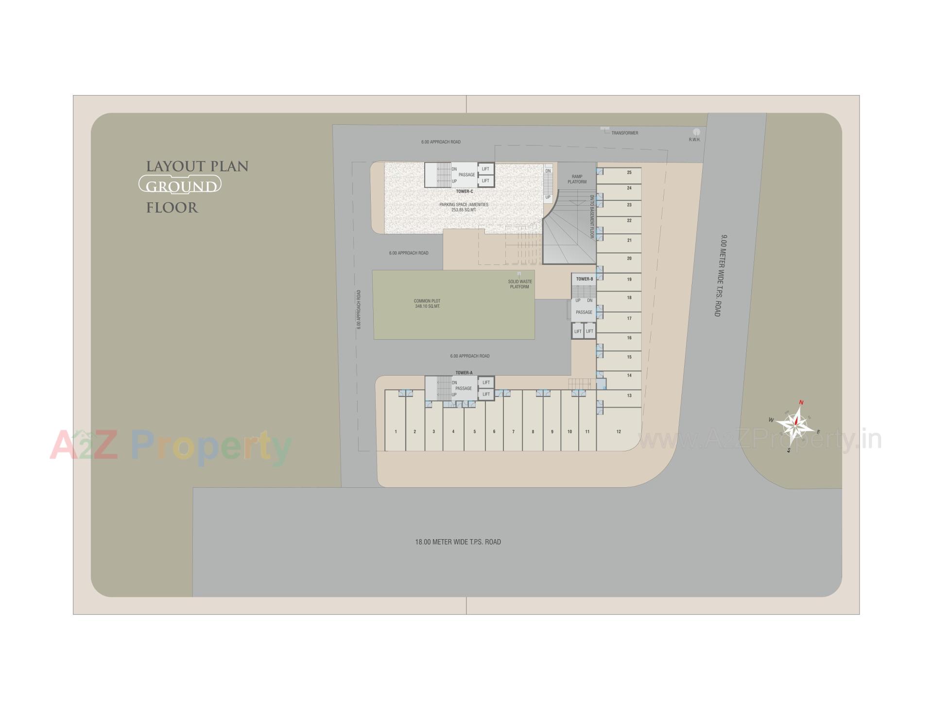 Layout of real estate project Courtyard Palladium located at Bhayli, Vadodara, Gujarat