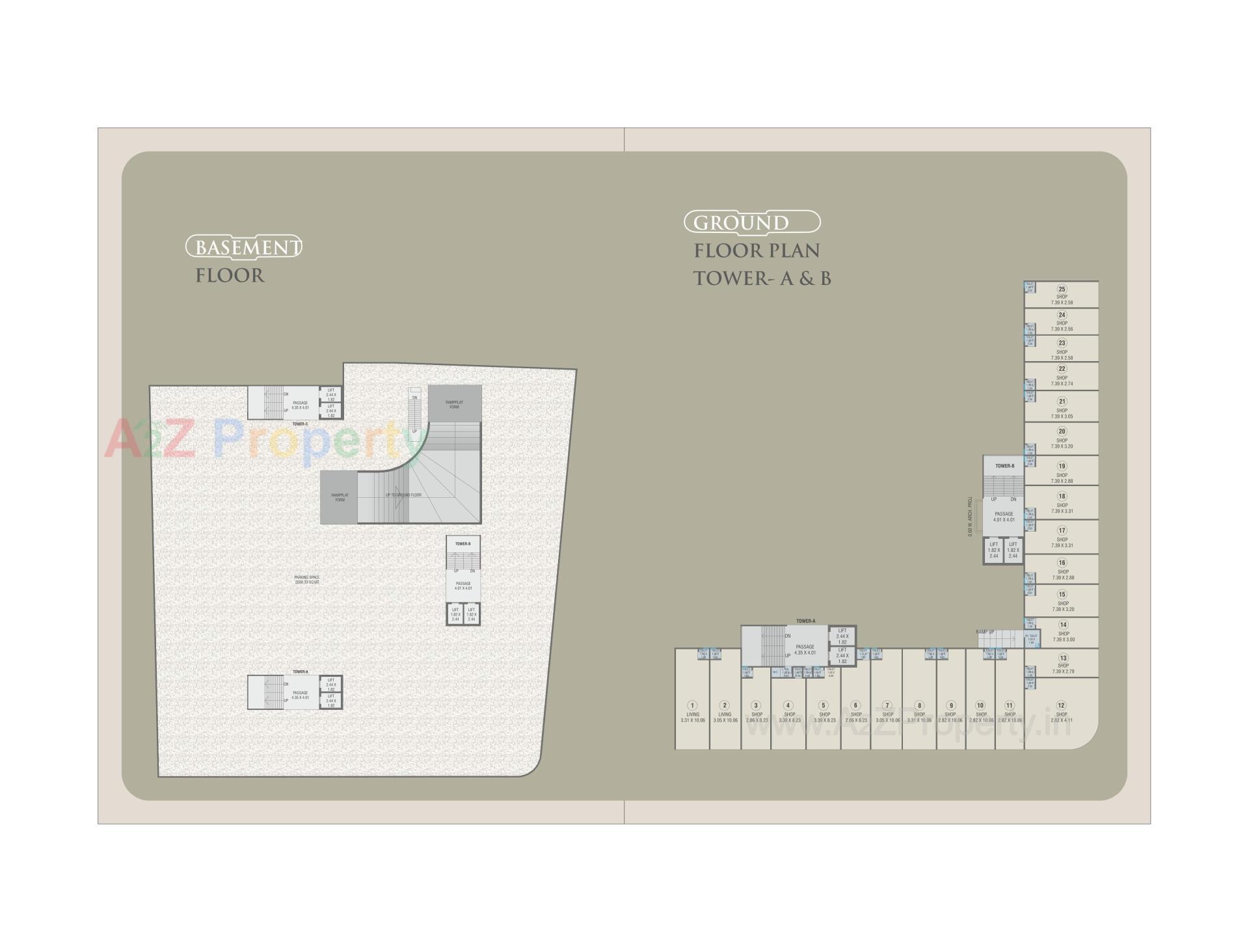 Layout of real estate project Courtyard Palladium located at Bhayli, Vadodara, Gujarat