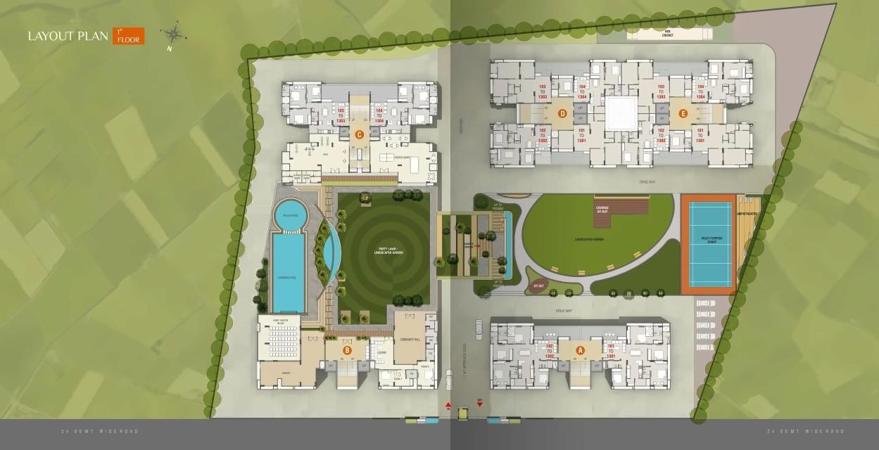 Layout of real estate project Darshanam Splendora Ii located at Bhayli, Vadodara, Gujarat