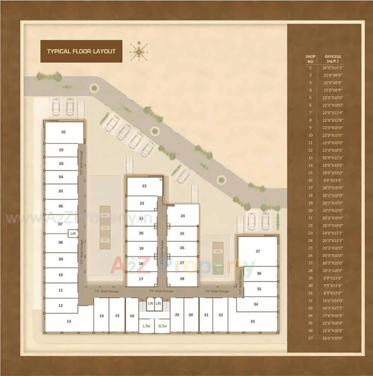 Layout of real estate project Darshanam Trade Center located at Kasba, Vadodara, Gujarat