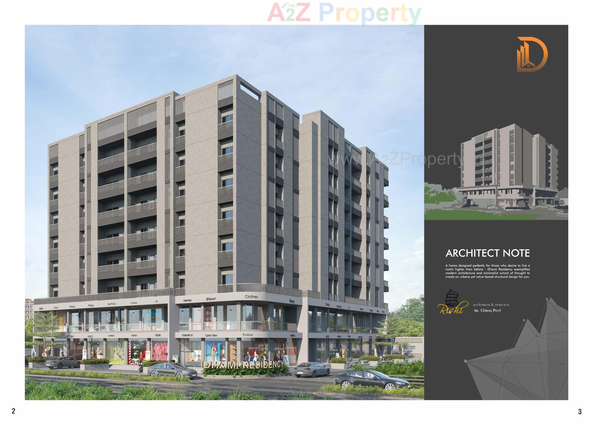 3D Elevation of real estate project Dhami Residency located at Nagarvada, Vadodara, Gujarat