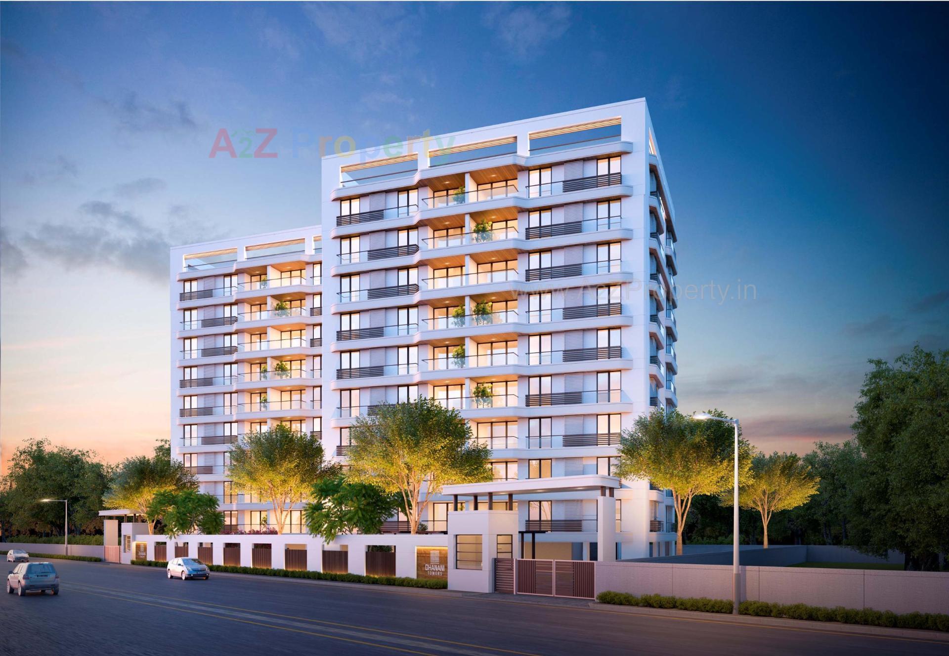 3D Elevation of real estate project Dhanani Towers located at Sevasi, Vadodara, Gujarat