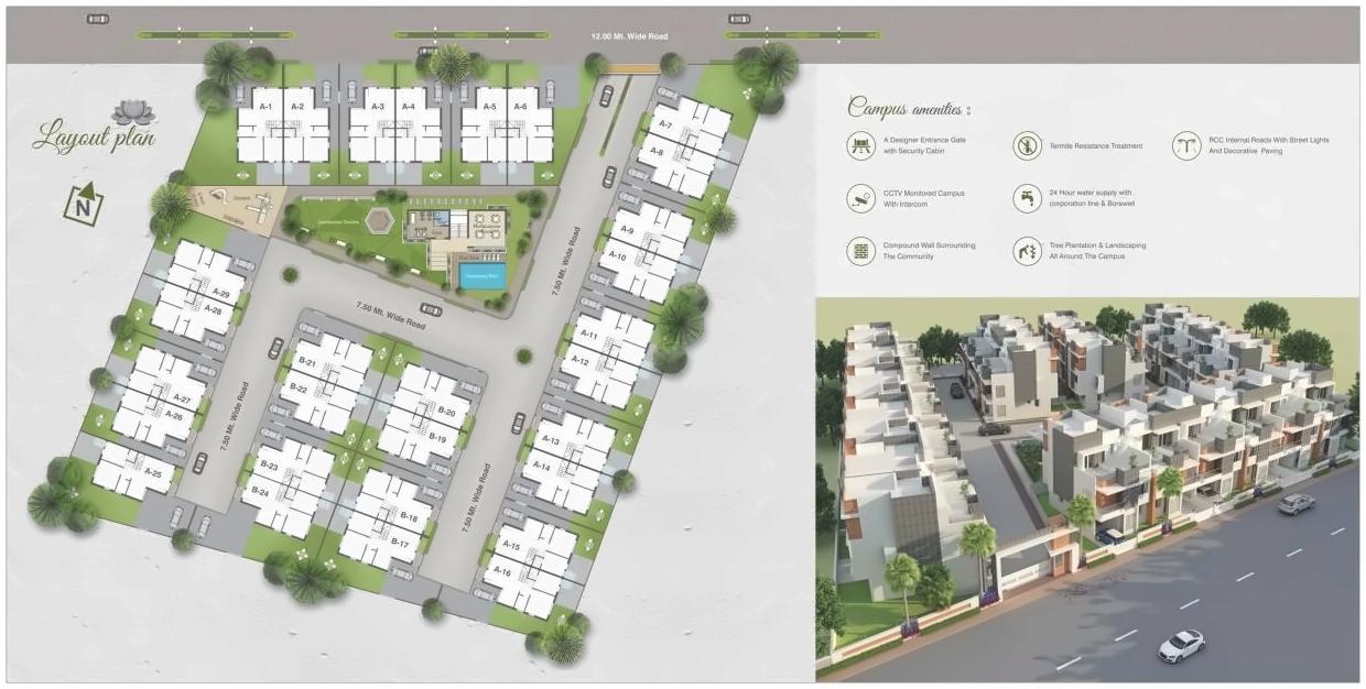 Layout of real estate project Divine Green located at Harni, Vadodara, Gujarat