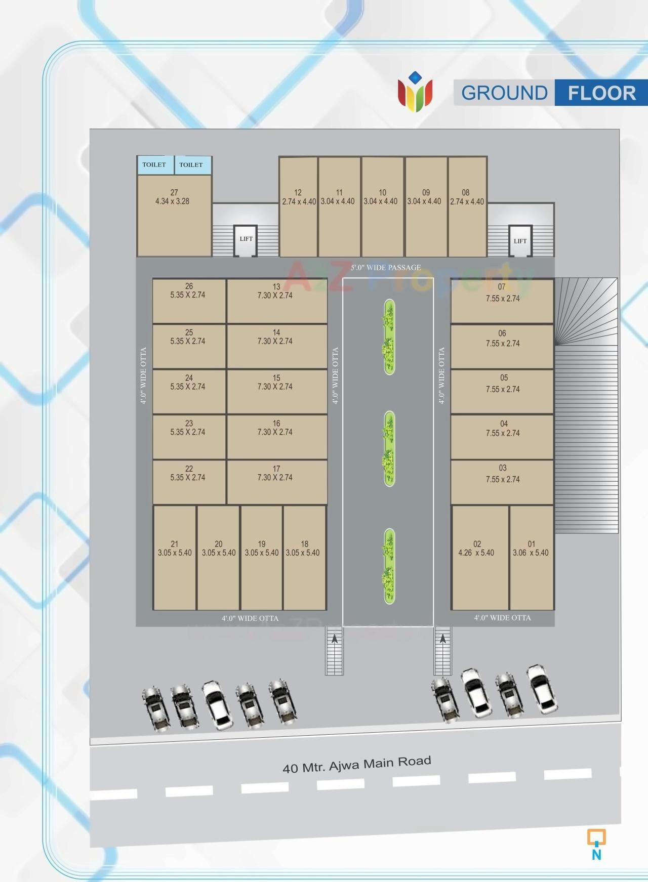 Layout of real estate project Divya Plaza located at Sayajipura, Vadodara, Gujarat