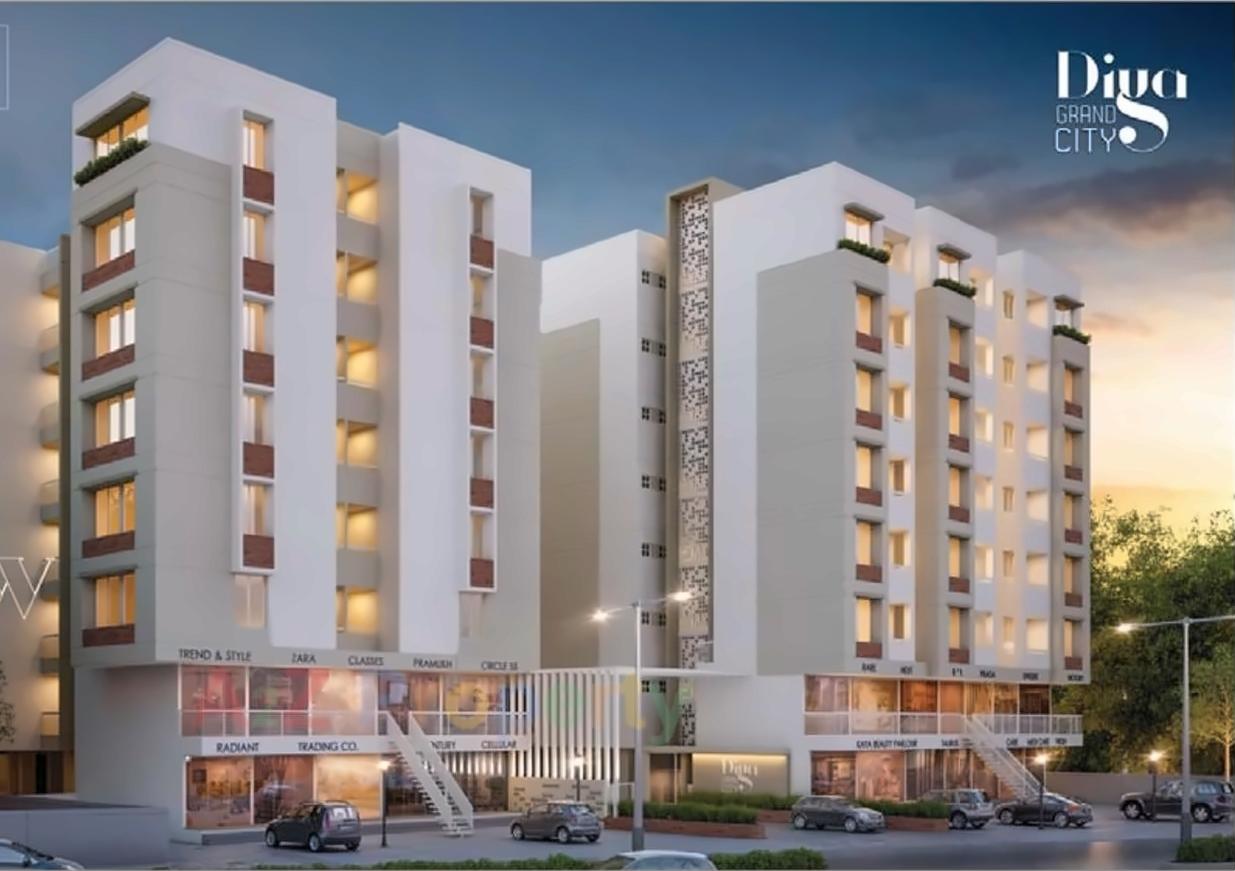 3D Elevation of real estate project Diya Grand City located at Vadsar, Vadodara, Gujarat