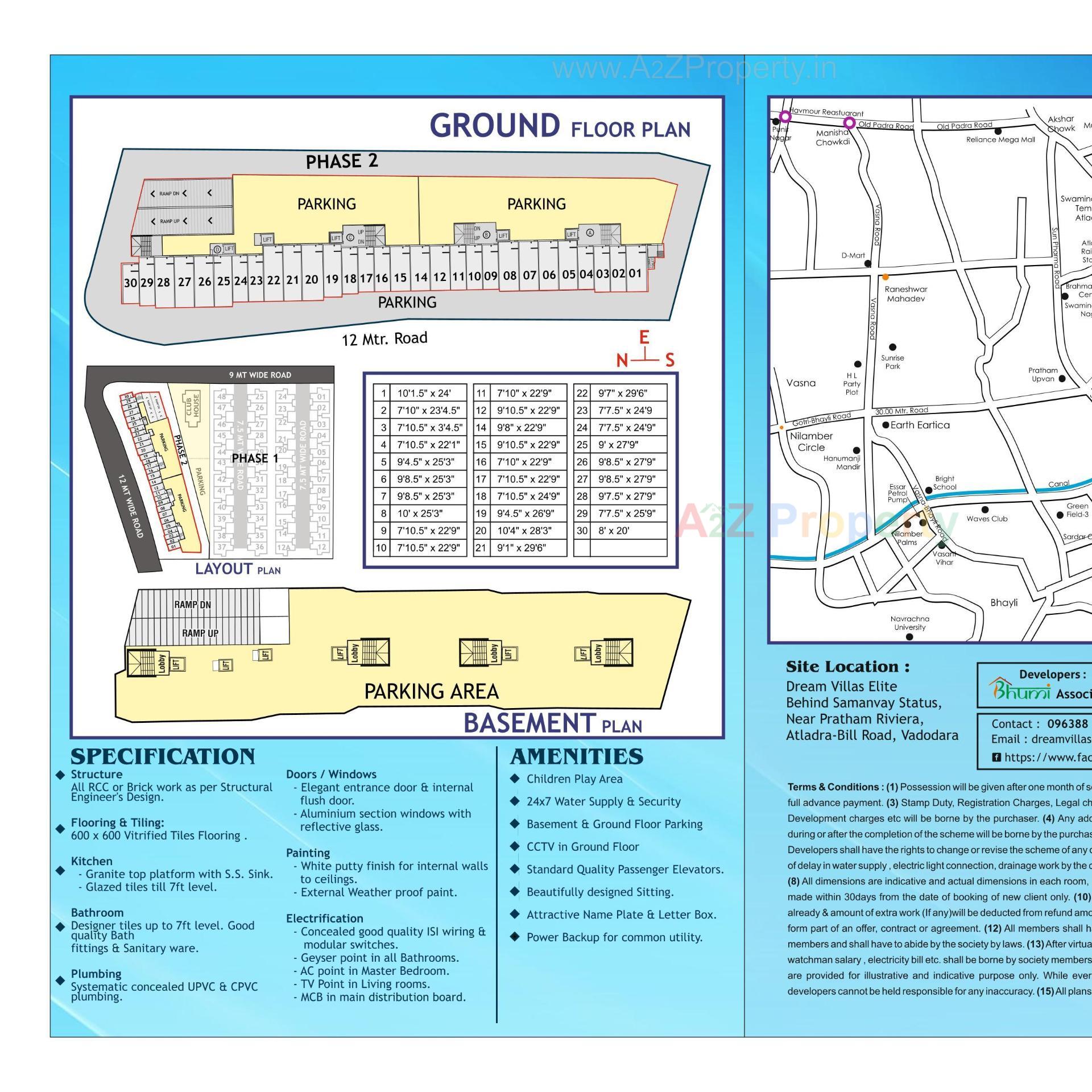 Layout of real estate project Dream Villas Ph (named As Dream Villas Elite) located at Bill, Vadodara, Gujarat