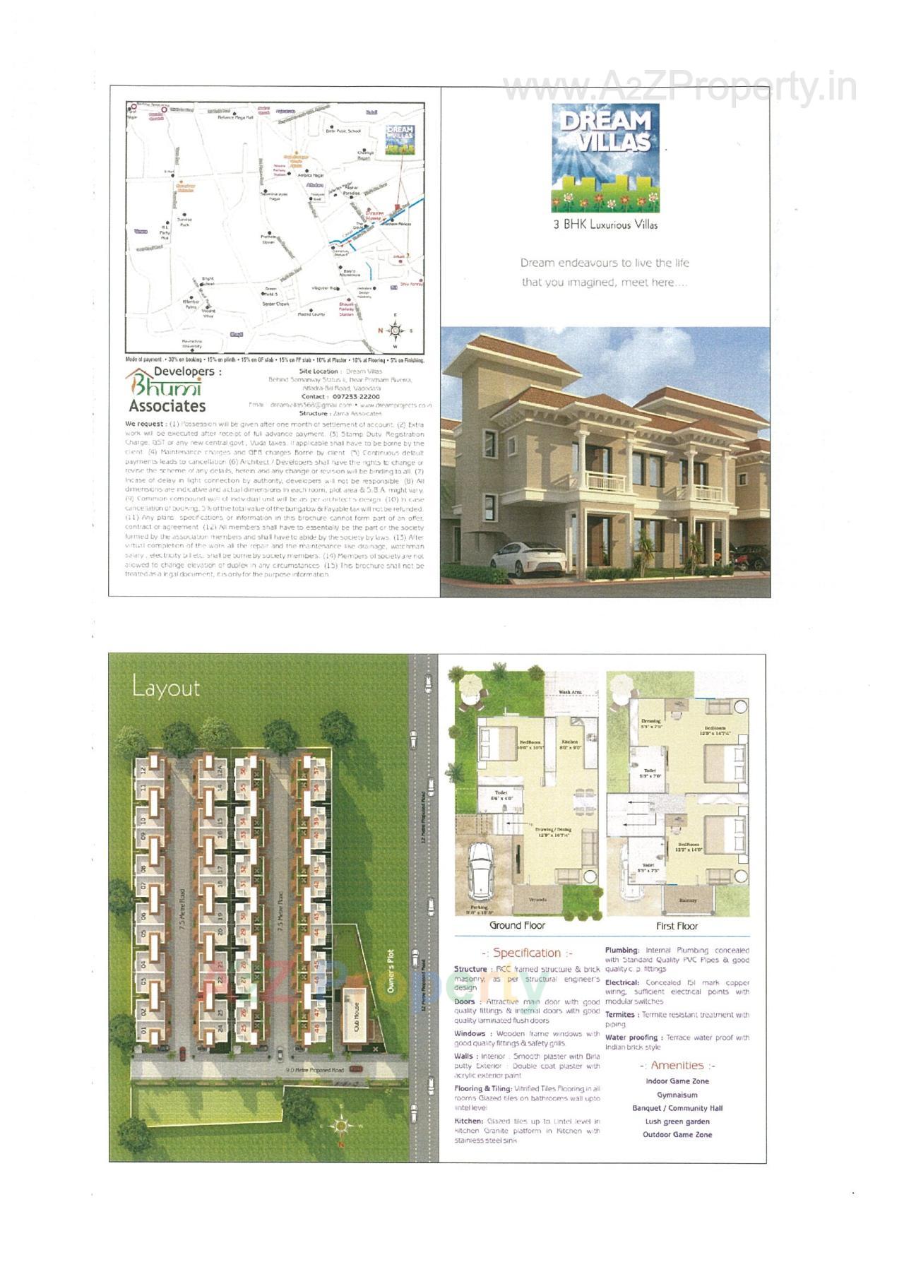 Layout of real estate project Dream Villas located at Bill, Vadodara, Gujarat
