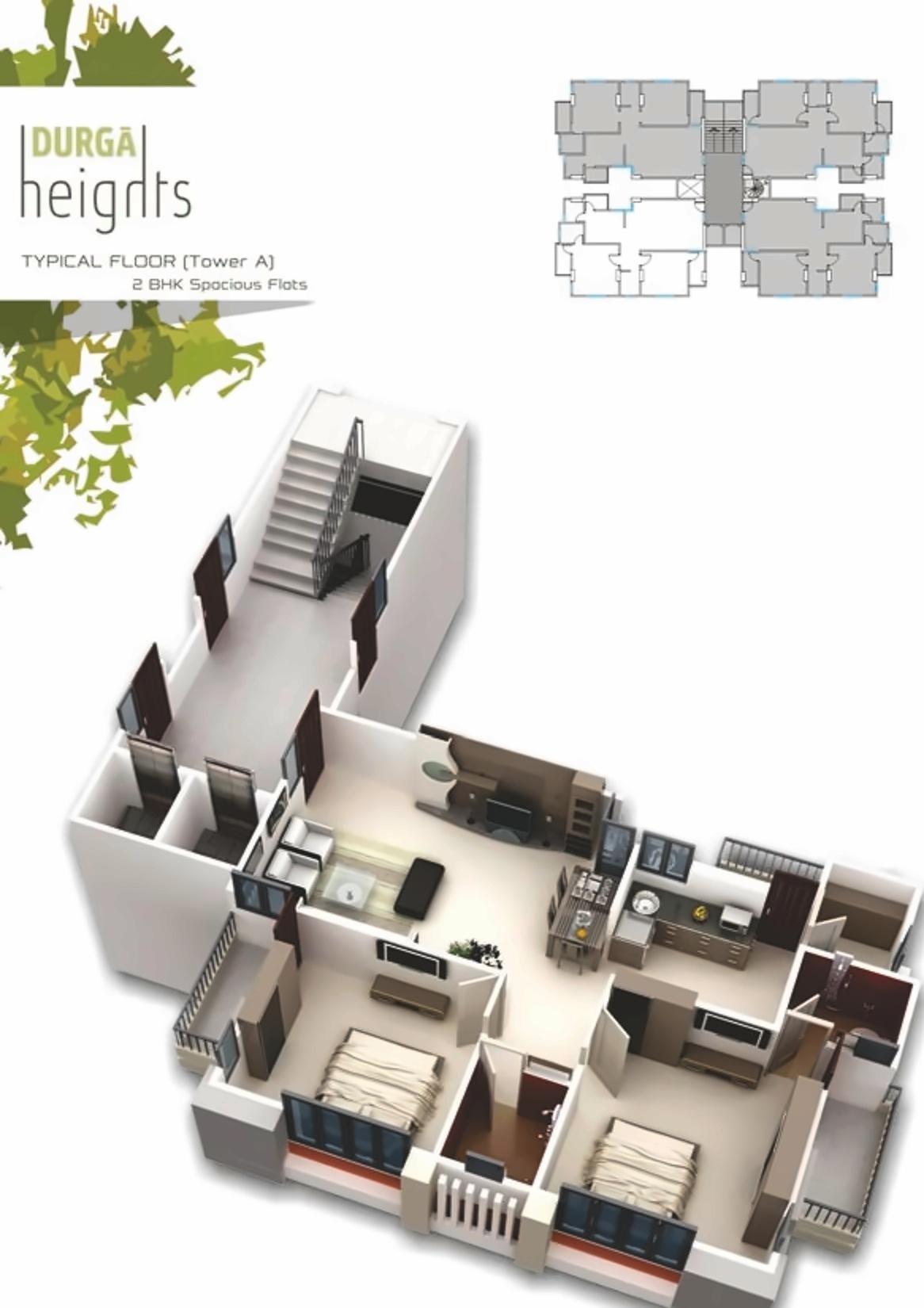 Layout of real estate project Durga Heights For Tower A, Tower located at Manjalpur, Vadodara, Gujarat