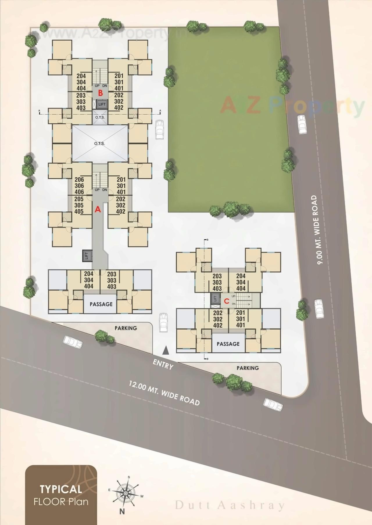 Layout of real estate project Dutt Aashray located at Undera, Vadodara, Gujarat
